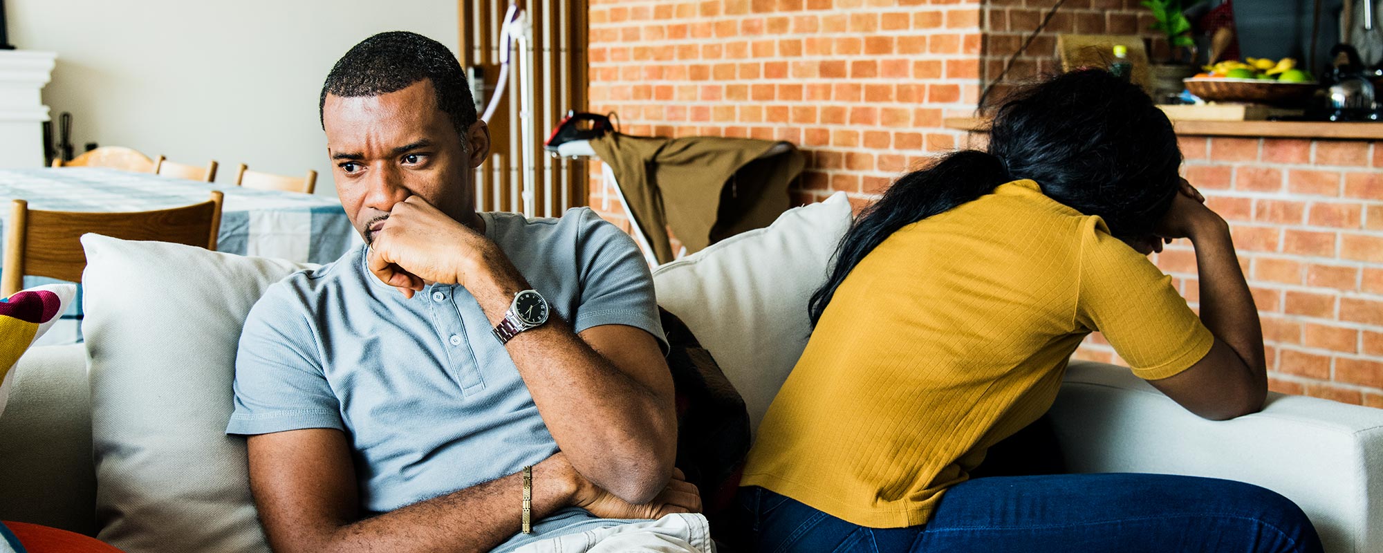 Black couple fighting and depressed